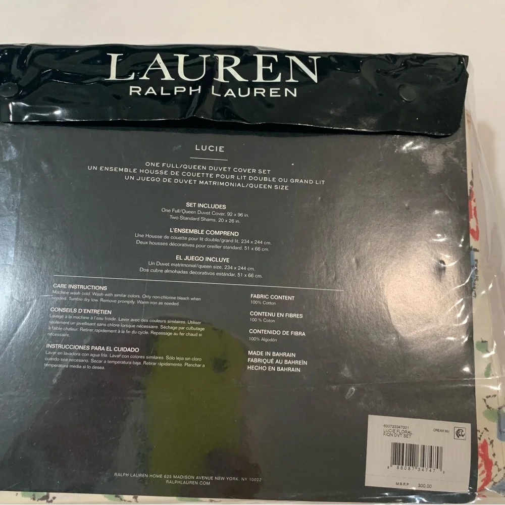 Bundle of Ralph Lauren Lucie duvet cover‎ and pillowcases set 3 pieces set queen